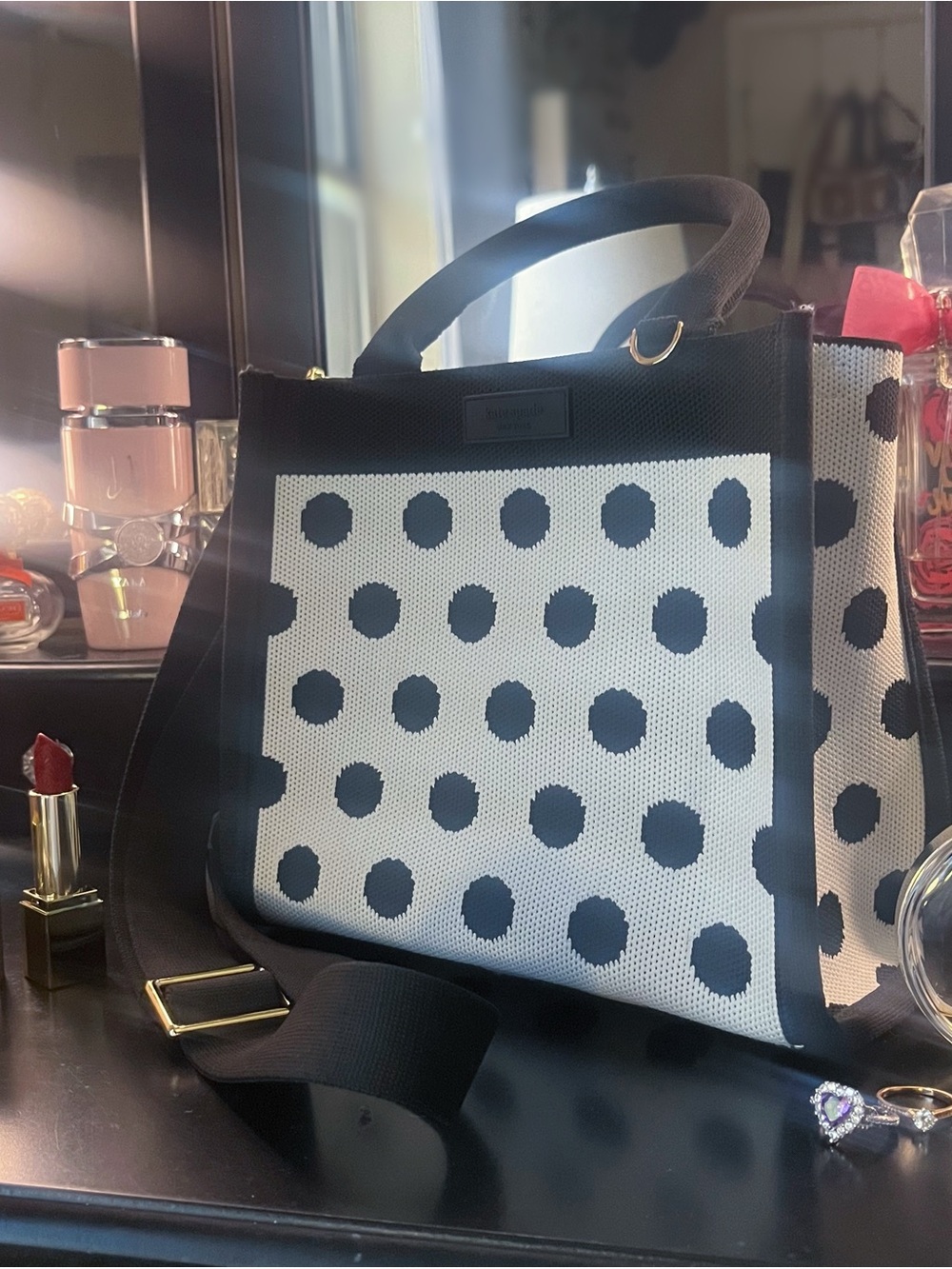 Kate Spade Target Collab Black & White Polka Dot Mini Tote - Picture 5 of 10